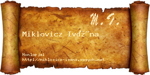 Miklovicz Ivána névjegykártya